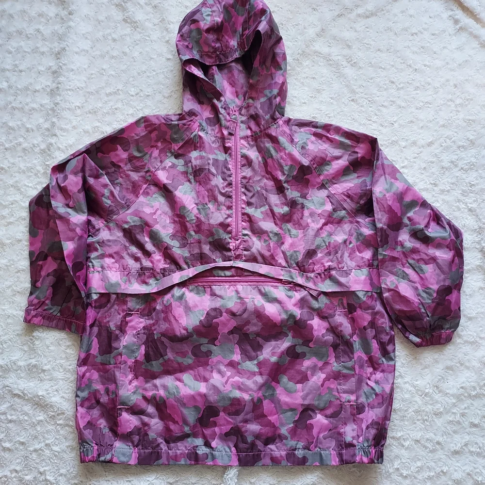 The Children's Place Pink and Gray Camo Hooded Jacket Med 7/8 Wind Breaker